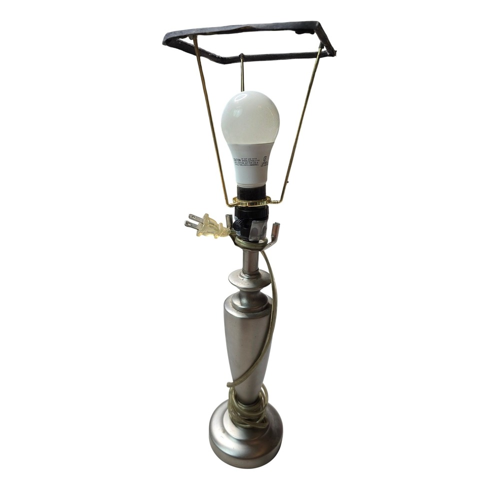 Modern Brushed Nickel Table Lamp Urn Style Silver Metallic 21 Inch 19-7051 Z4 - Picture 12 of 16